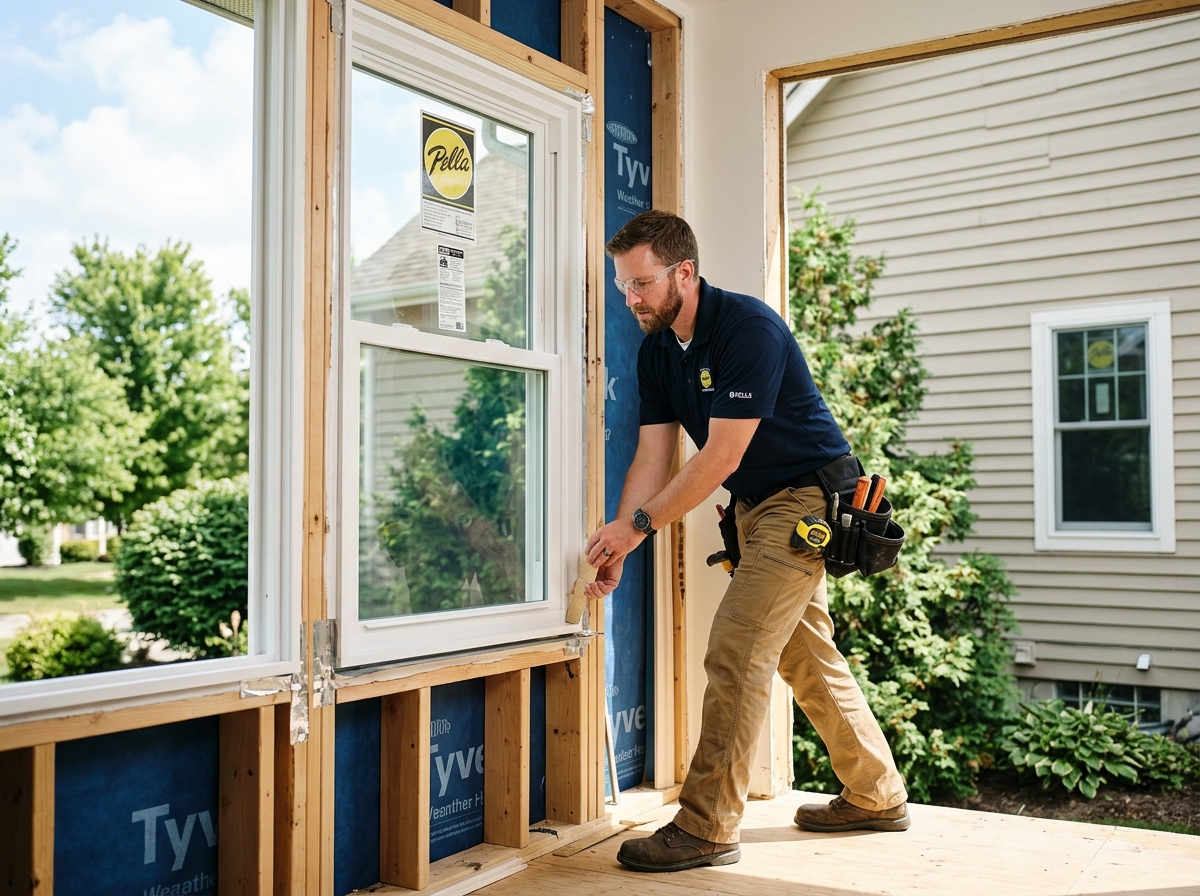 GoodWindows technician fitting an energy-efficient residential window